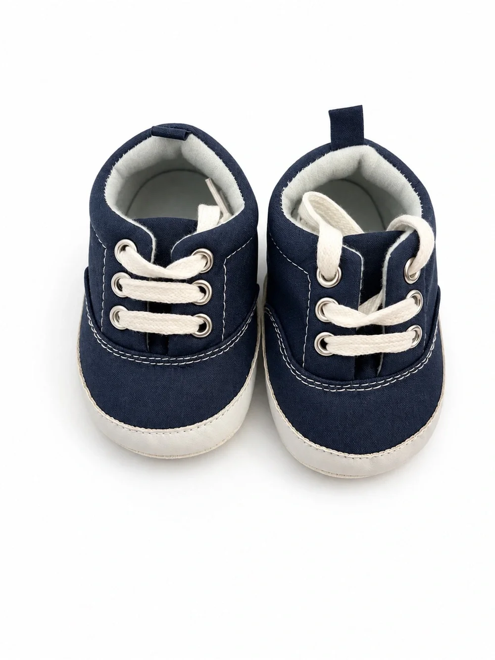 Navy Blue Baby Canvas Lace-Up Sneakers Soft Sole
